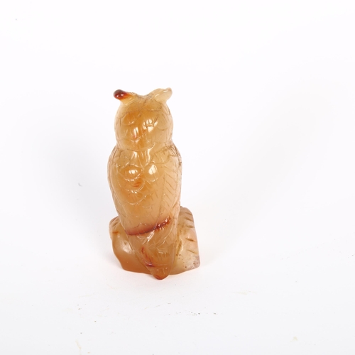 111 - A jade carved study of an owl, H7.5cm