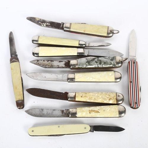 133 - 10 various pictorial pocketknives, including football, American etc