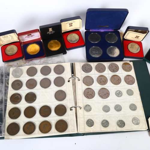 134 - Various Silver Jubilee and Coronation collector's coins, cased, and an album of pre-decimal English ... 