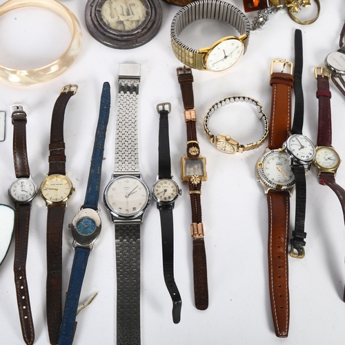 174 - Various wristwatches, cufflinks, small circular frame etc