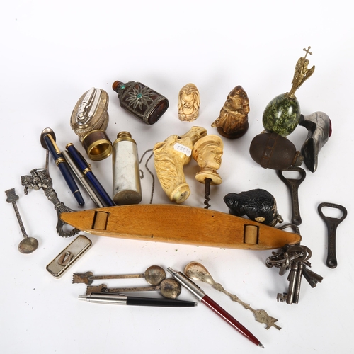 178 - A box of various items, to include a Ronson table lighter, pewter shoe pin cushion, pipe bowl, silve... 