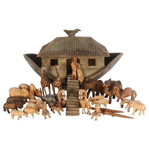 44 - A Noah's Ark toy set, complete with animals and figures, ark length 43cm