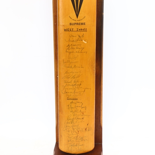 97 - A West Indies, Sussex, Middlesex, Essex and Somerset Cricket Clubs signed cricket bat, in fitted sta... 