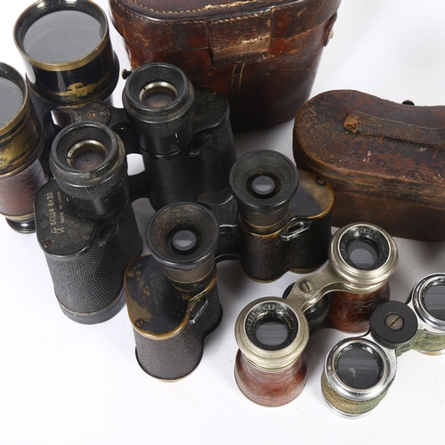 204 - 4 various binoculars, including Dollond of London x5 magnification, leather-cased, 2 pairs of opera ... 