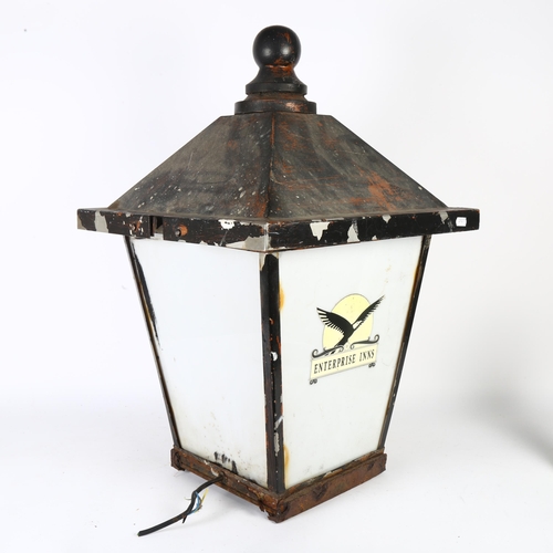 217 - A large Vintage Enterprise Inns public house advertising lantern, H75cm