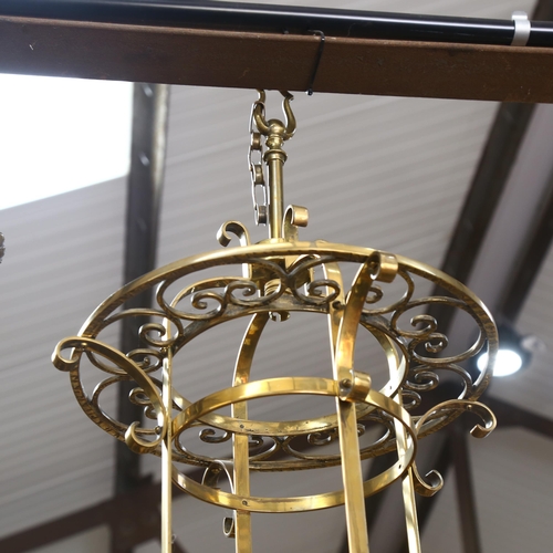 274 - A brass lantern chandelier, drop approx 60cm