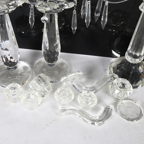 289 - VILLEROY & BOCH - a group of glass candlesticks and 4-branch candelabra, largest height 44cm, all si... 