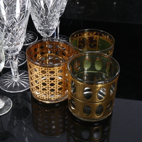 298 - A quantity of crystal glassware and other glass items, including 6 red wine glasses, 5 Sherry or whi... 