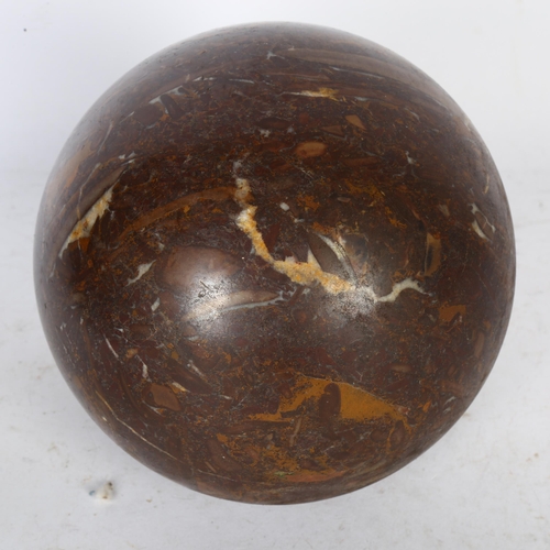 312 - A large brown marble decorative ball, diameter 15cm