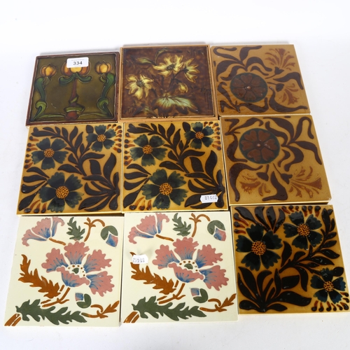 334 - A quantity of Victorian tiles, mainly Barbanite in design (12)