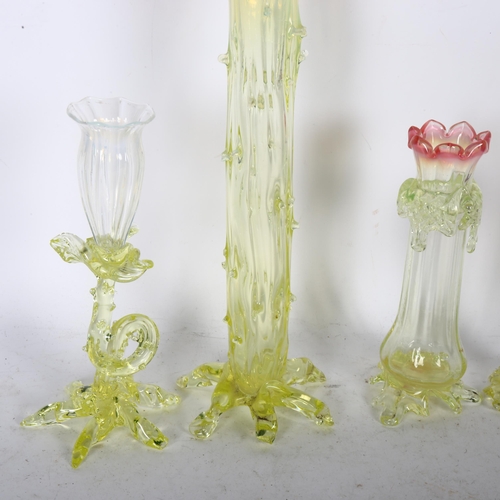 352 - A group of 5 items of Victorian thorn glass, including a crocus design specimen vase, largest height... 