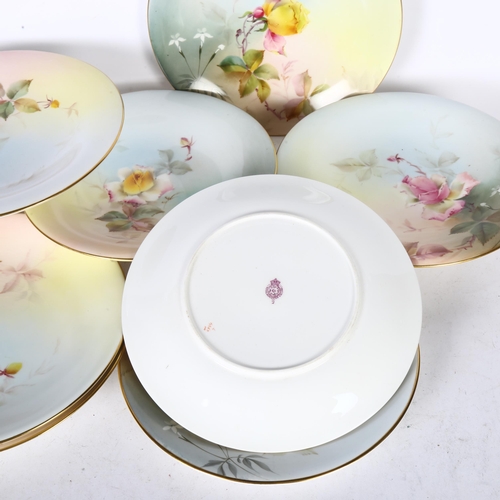 359 - Royal Worcester comports and plates, hand decorated with 