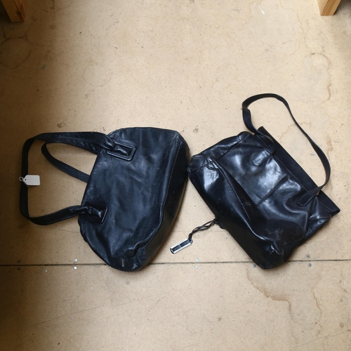 376 - A Russell & Bromley Vintage black leather handbag, W37cm, and an Italian leather Tuscany handbag