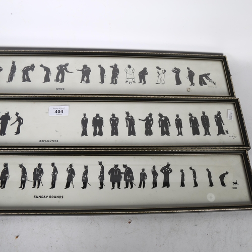 404 - A set of 3 Naval framed caricature prints, depicting sailors and officers, titled Defaulters, Grog a... 