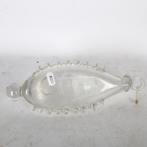 434 - An Antique rooster souffle water barometer (thunder bottle), in blown and pinched glass form, L26.5c... 