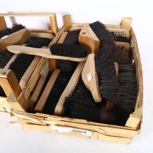 443 - 2 boxes of Vintage wooden broom heads and brushes