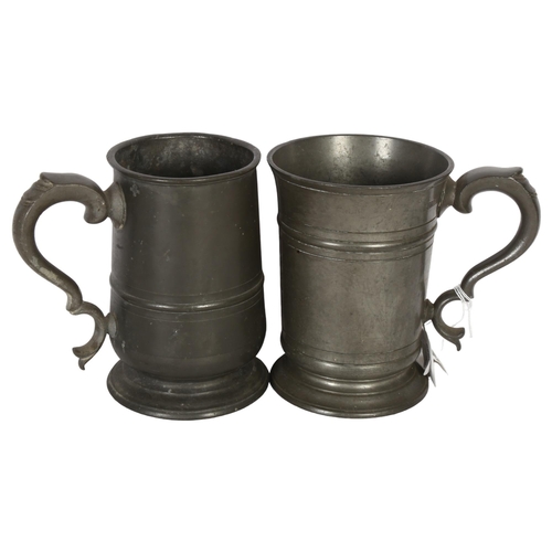 468 - 2 Victorian quart pewter measures