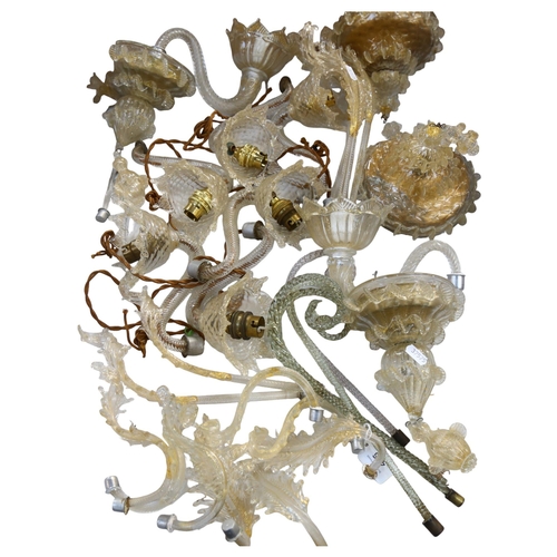 476 - Various Murano glass Vintage wall lights, with daffodils and foliate stems