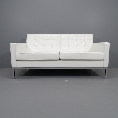 2198 - Florence Knoll for Knoll Studio, a sofa in white sabrina leather with maker’s marks to upholstery an... 