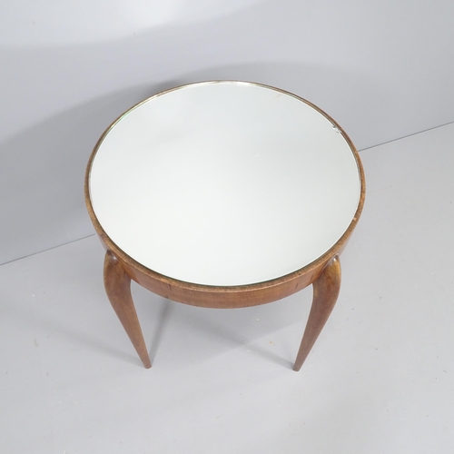 2216 - A mid-century Italian Art Deco mirror-topped side or lamp table. 60x60cm