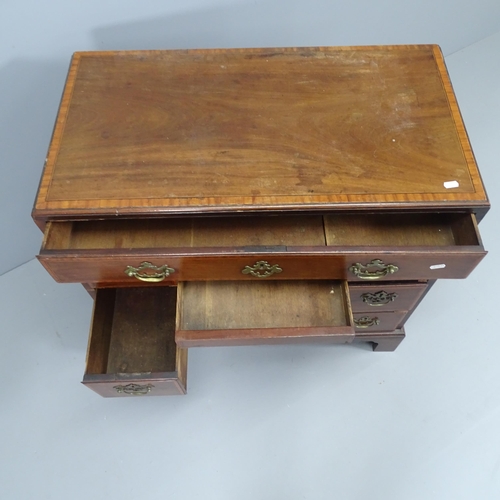 2227 - A 19th century cross banded mahogany and satinwood strung kneehole desk, with inlaid shell decoratio... 