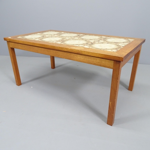 2247 - A mid-century teak tile-top coffee table. 93x42x52cm.