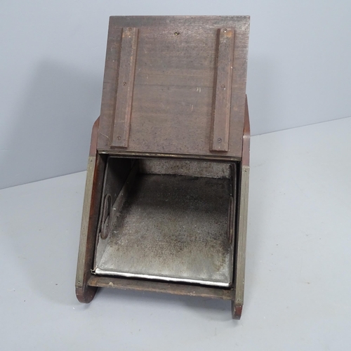 2249 - An antique mahogany coal purdonium, with liner and scoop. 36x46x53cm.