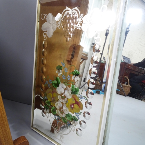 2261 - Four various mirrors including an Art Deco wall mirror with floral decoration, 66x48cm, a venetian s... 