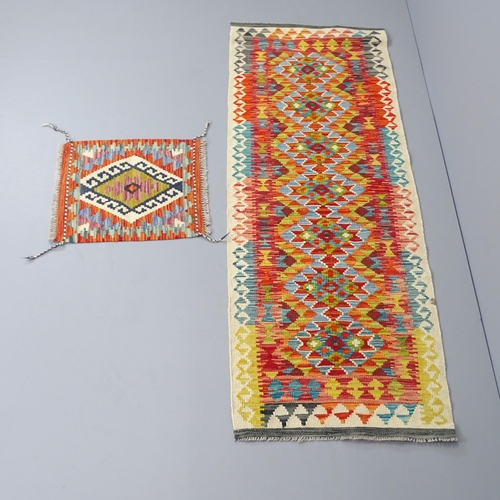 2281 - A Chobi Kilim runner. 197x67cm, and a Chobi Kilim mat, 50x47cm. (2)