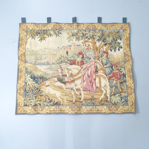 2312 - A tapestry wall hanging depicting a classical romantic scene, 115x94cm.