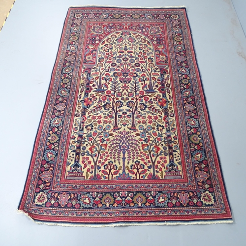 2313 - A blue and red ground Persian prayer rug. 220x130cm