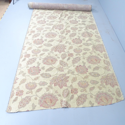 2317 - A bolt of cream floral design upholstery fabric. 145cm wide and approx. 1375cm long.