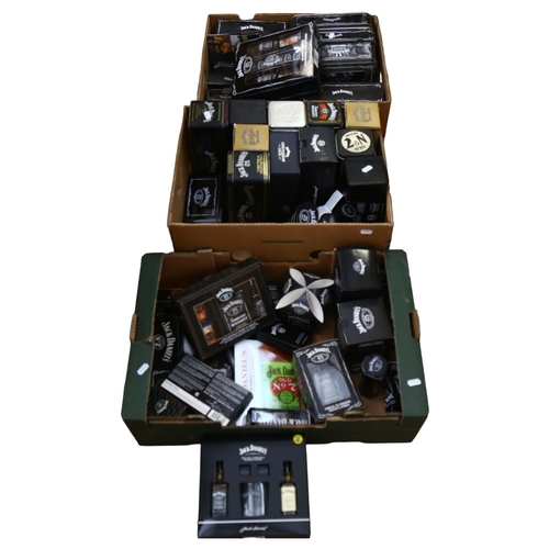 498 - 3 boxfuls of Jack Daniels Whisky memorabilia, including tins, boxes miniature Whiskies etc