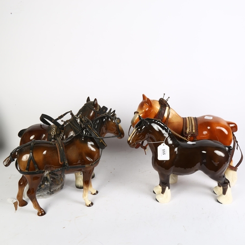 555 - A group of 7 Dray horses, including Beswick and Sylvac, tallest 29cm