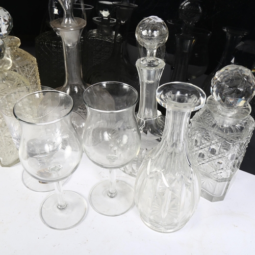 571 - A pair of cut-glass square decanters and stoppers, another, 1977 goblet etc