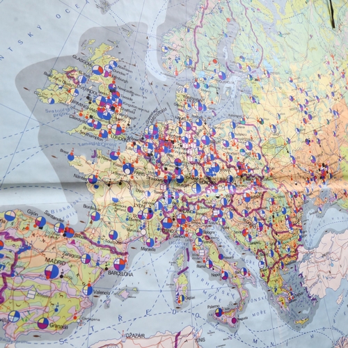 577 - A 1970s school room map of Europe, W150cm