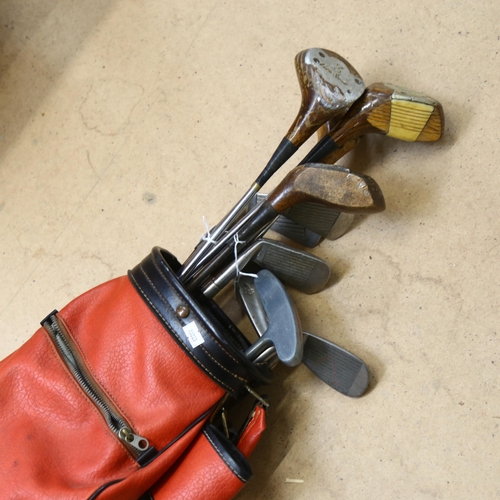 650 - Various golf clubs by Fred Smyth, and bag etc