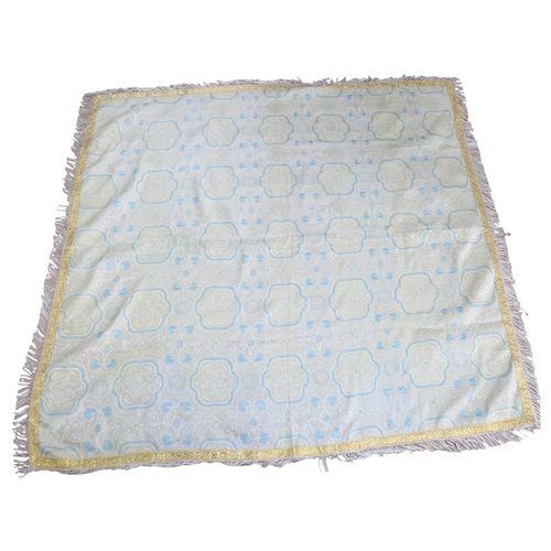 793 - A Middle Eastern silvered thread wall hanging/throw, with floral pattern, 130cm square