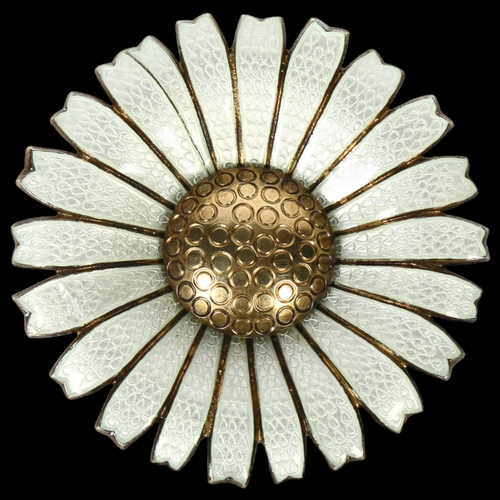 1004 - ANTON MICHELSEN - a large sterling silver and white enamel daisy pattern pendant, diameter 50mm