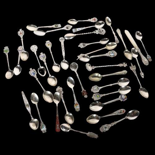 1015 - A collection of Continental silver and silver plate collector's spoons