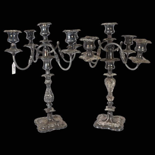 912 - A large pair of 4-branch table candelabras and sconces, H45cm