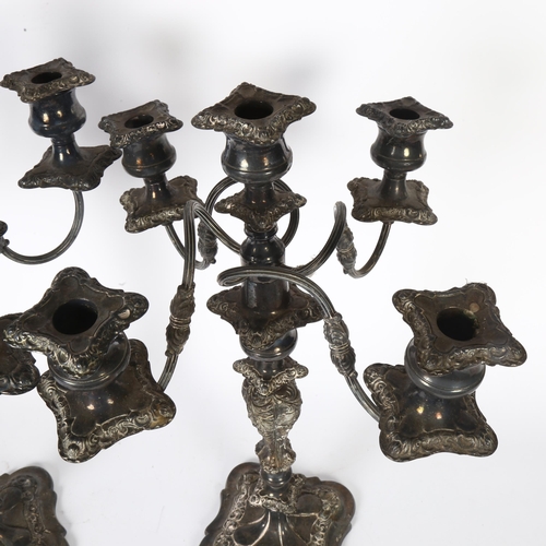 912 - A large pair of 4-branch table candelabras and sconces, H45cm