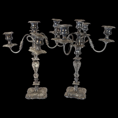 913 - A large pair of 4-branch table candelabras and sconces, H45cm