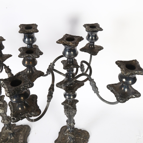 913 - A large pair of 4-branch table candelabras and sconces, H45cm