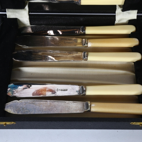 923 - 4 various cased sets of cutlery, including a part fish service