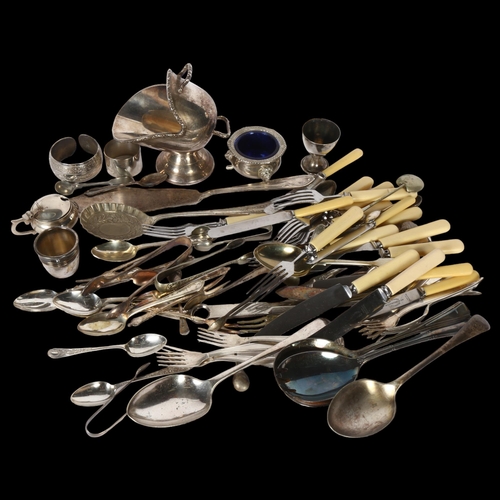 924 - Assorted silver plated cutlery, cruet sets etc (boxful)