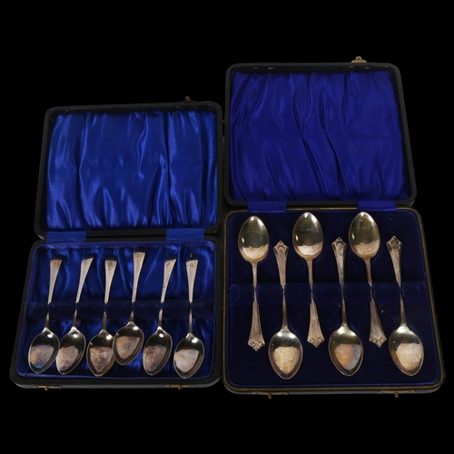 937 - 2 cased sets of silver teaspoons