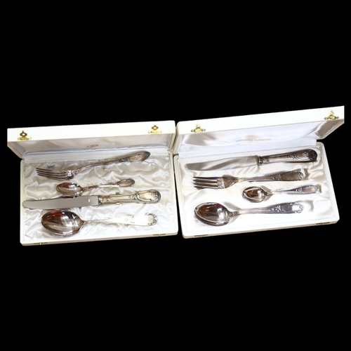 951 - 2 cased French presentation sets of cutlery, each comprising knife fork teaspoon and tablespoon