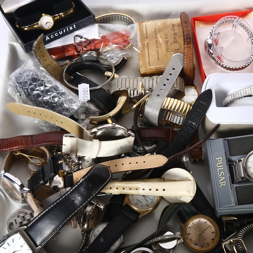 953 - A tray of modern quartz wristwatches, including Accurist, Limit, Pulsar etc