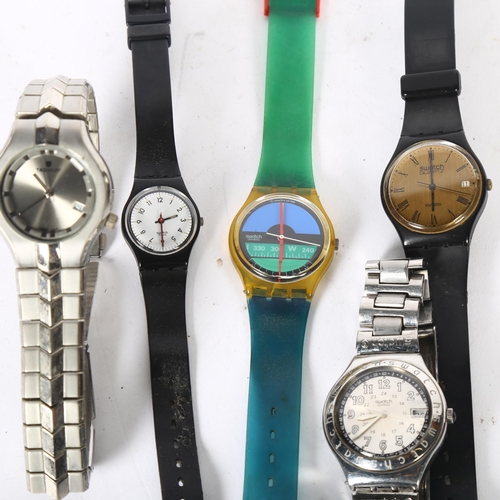 955 - 4 various Swatch watches, and a Tag Heuer wristwatch